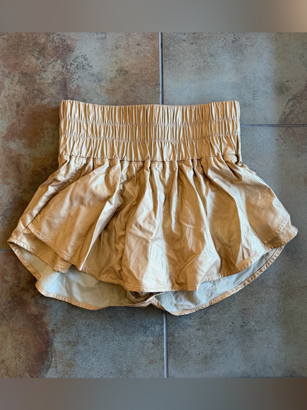 Peach Love Metallic Gold High Waisted Skort